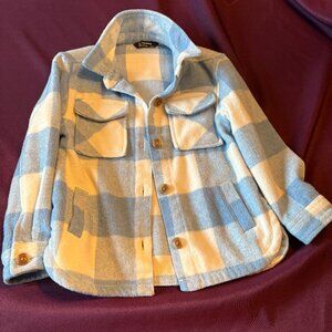 Member’s Mark Girls Blue Plaid Flannel Shacket Size 4/5 Button Front Jacket